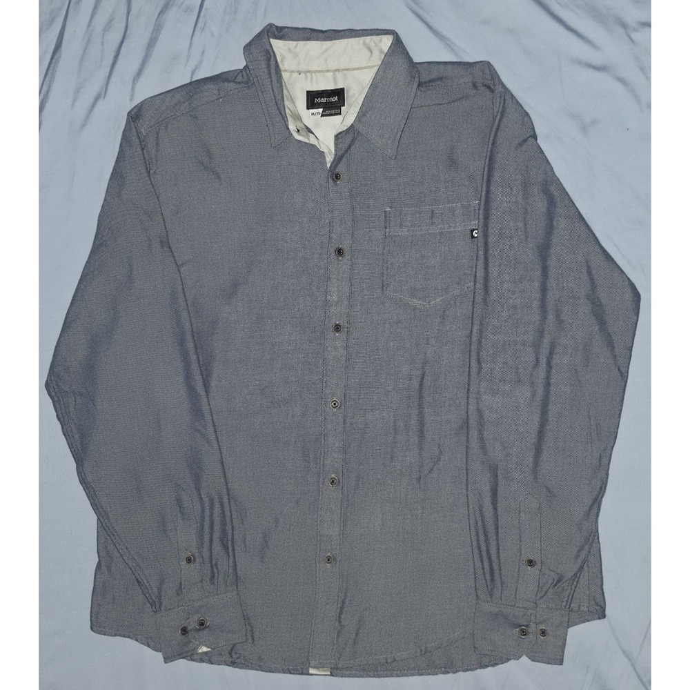 Marmot Men's Blue Chambray Long Sleeve Button Up Shirt‎ Size XL
